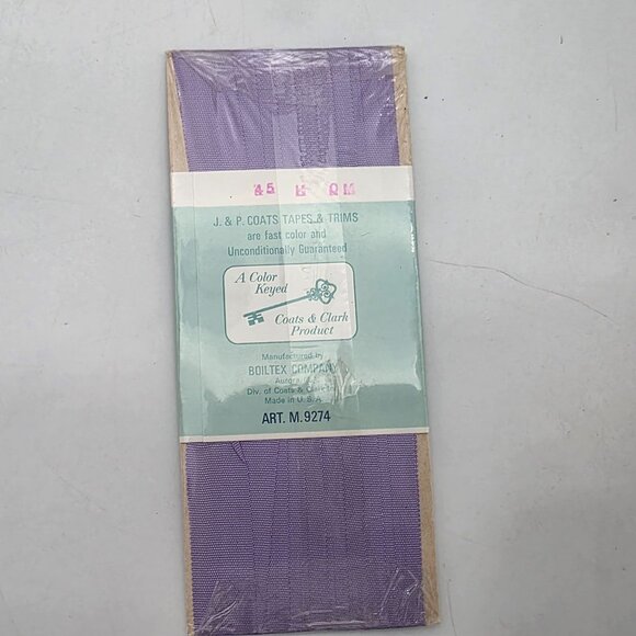 J&P Coats Seam Binding 3 Yards Lilac Rayon Non-Shrink Non-Wrinkle Woven Edge - Picture 4 of 6